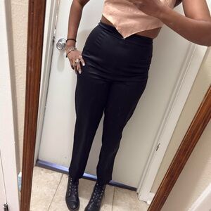 Vintage High Waisted Black Satin Pants